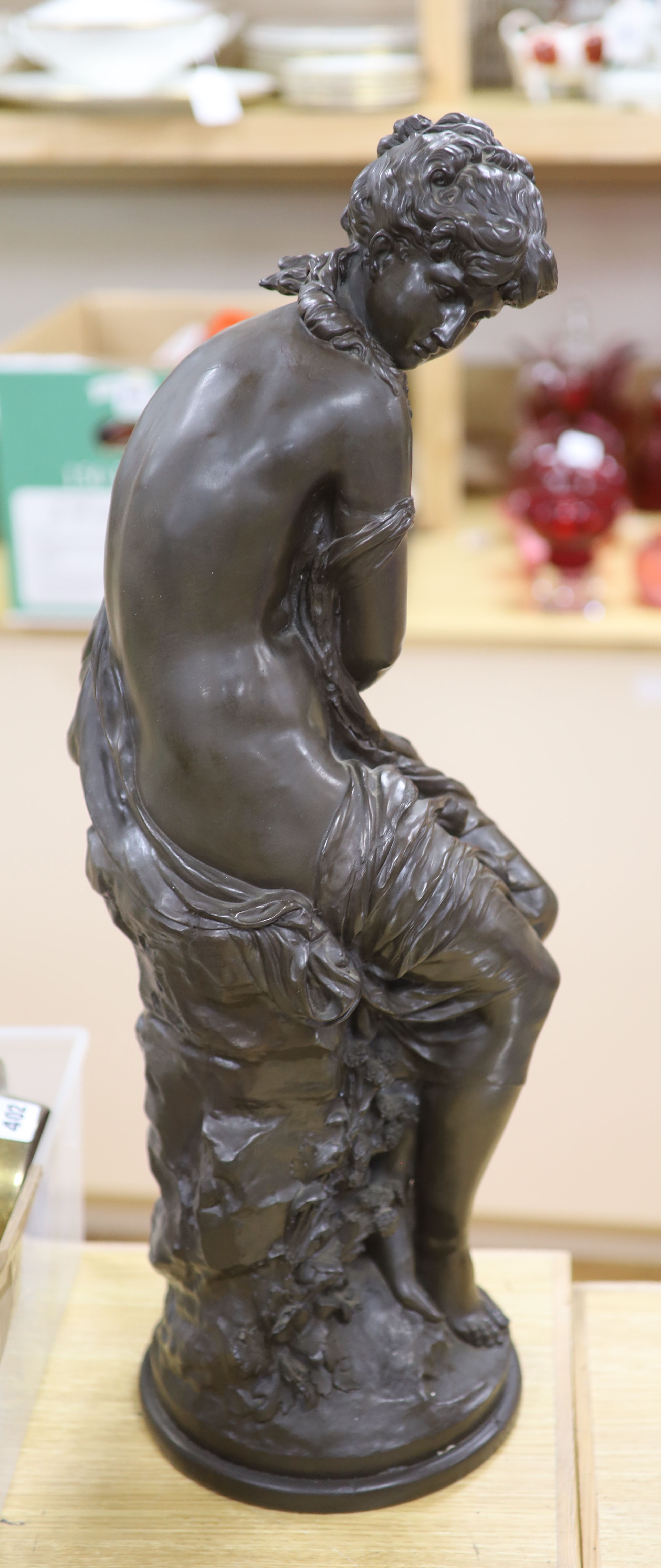 After Moreau. A bronzed composition figure of a woman, height 64cm
